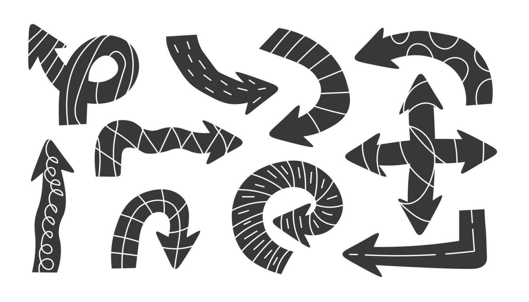 getextureerde zwart pijlen vector reeks in tekening stijl