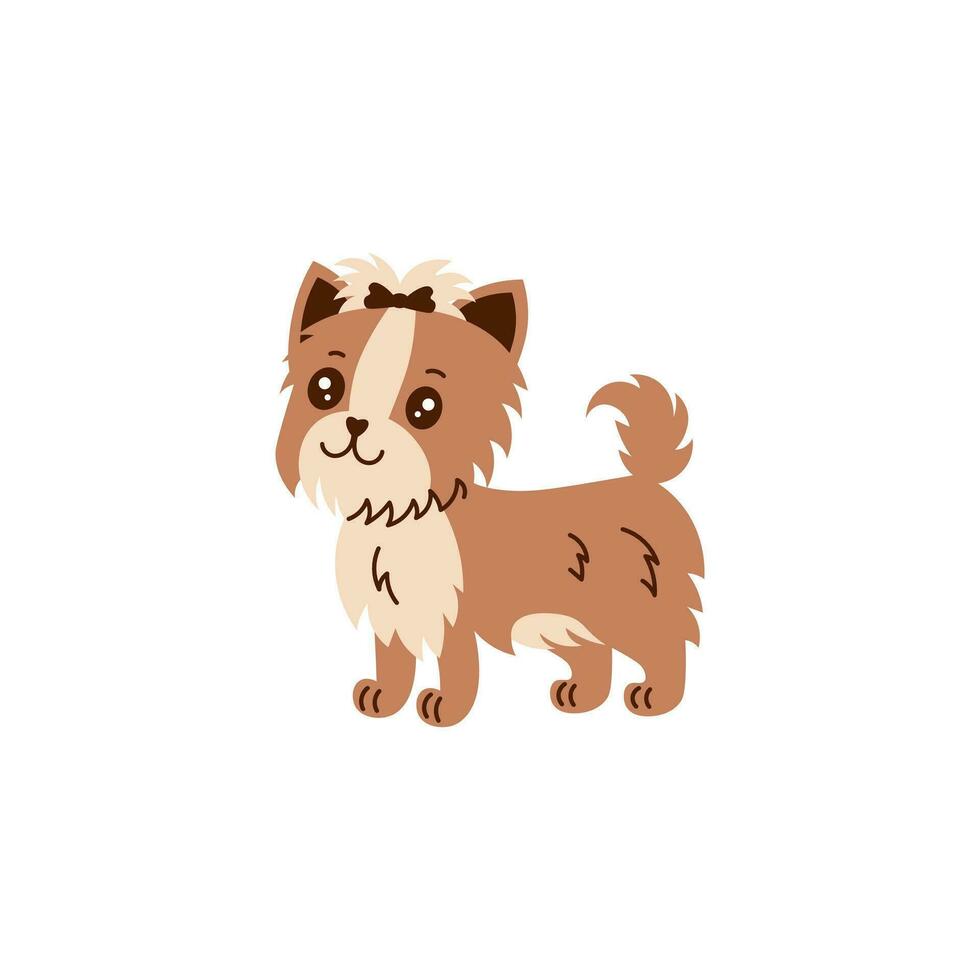 schattig yorkshire terriër puppy in tekenfilm stijl vector