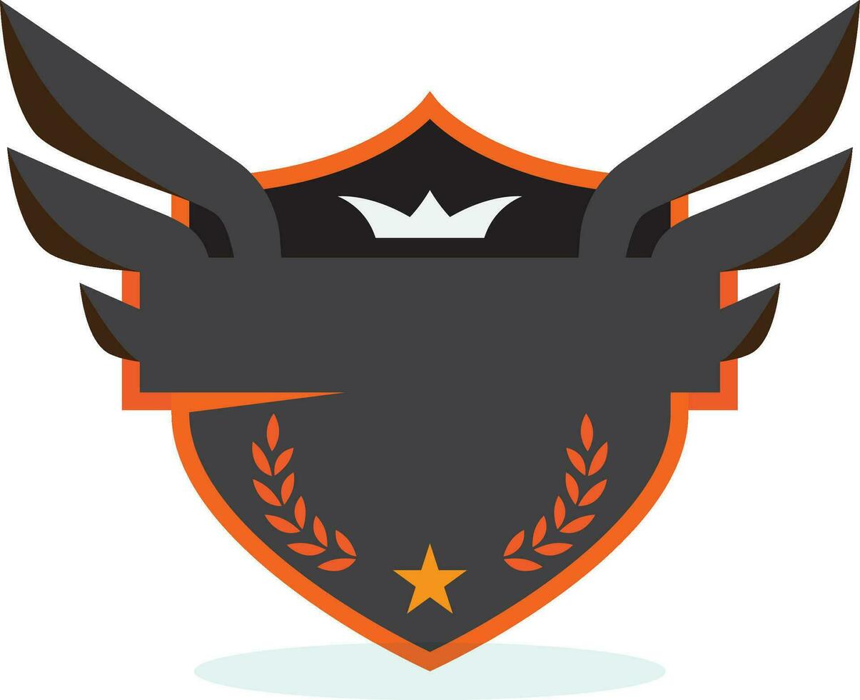 schild vormig logo sjabloon met vleugels, kenteken icoon vector