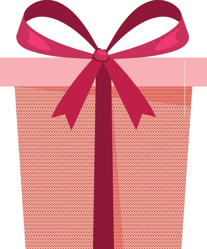geschenk doos onevenredig perspectief speelgoed- stijl, als doos geschenk met lint roze verrassing geschenk doos, rood geschenk doos met pastel lint boog, geschenk doos tekenfilm decoratie icoon vector