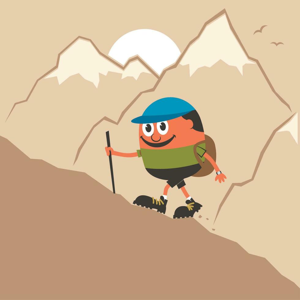 bergbeklimmen tekenfilm concept vector