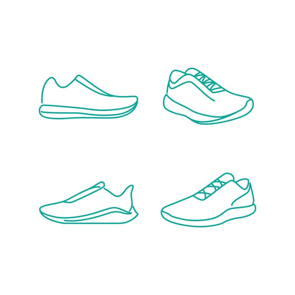 rennen schoen icoon reeks lijn kunst logo vector abstract symbool illustratie ontwerp
