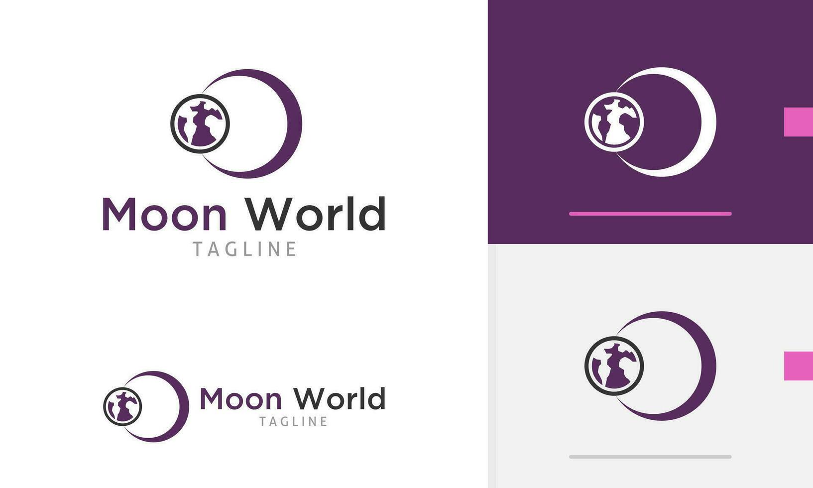 logo ontwerp icoon van halve maan voor de helft maan in de lucht met een klein aarde wereld wereldbol vorm ruimte mensen vector