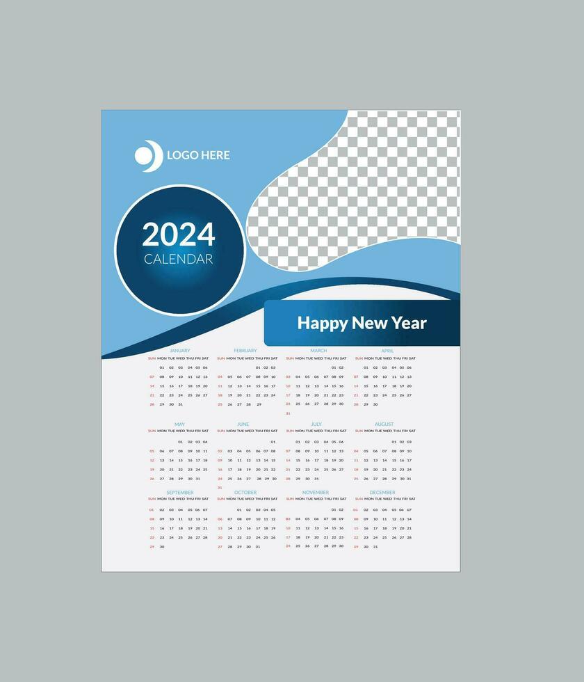 nieuw jaar kalender ontwerp-2024 vector