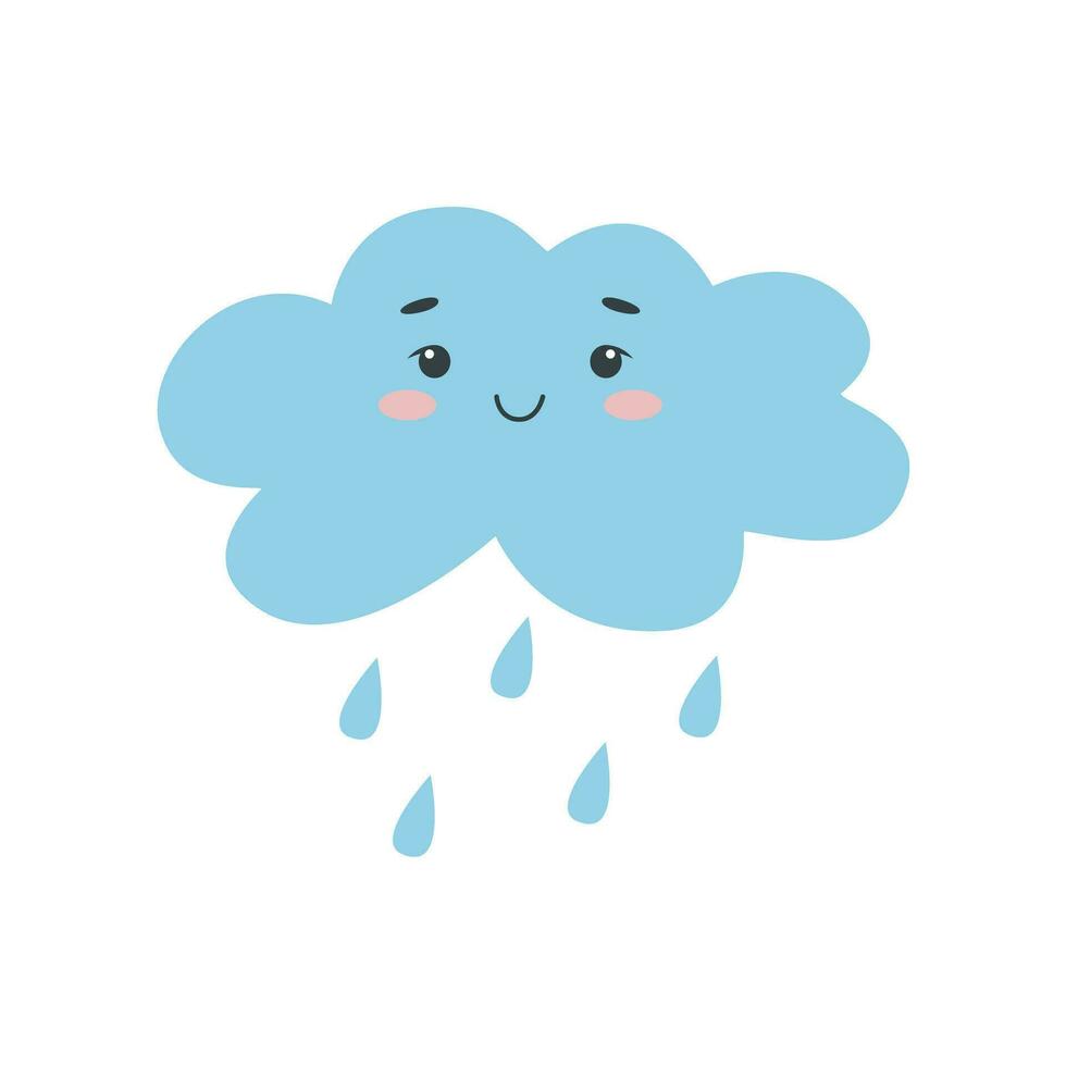 schattig regen wolk kawaii klem kunst vector