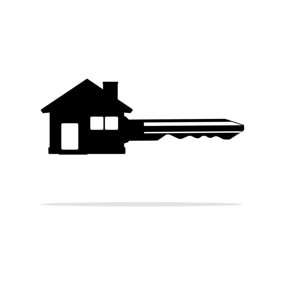 silhouet van sleutel huis. huis sleutel icoon. vector illustratie. landgoed concept met huis en sleutel.
