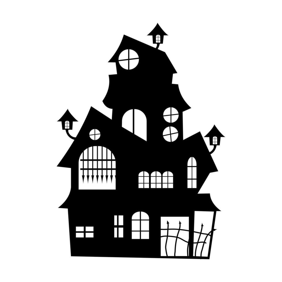 silhouet een eng huis. achtervolgd huizen voor halloween. spookachtig huis. vector illustratie