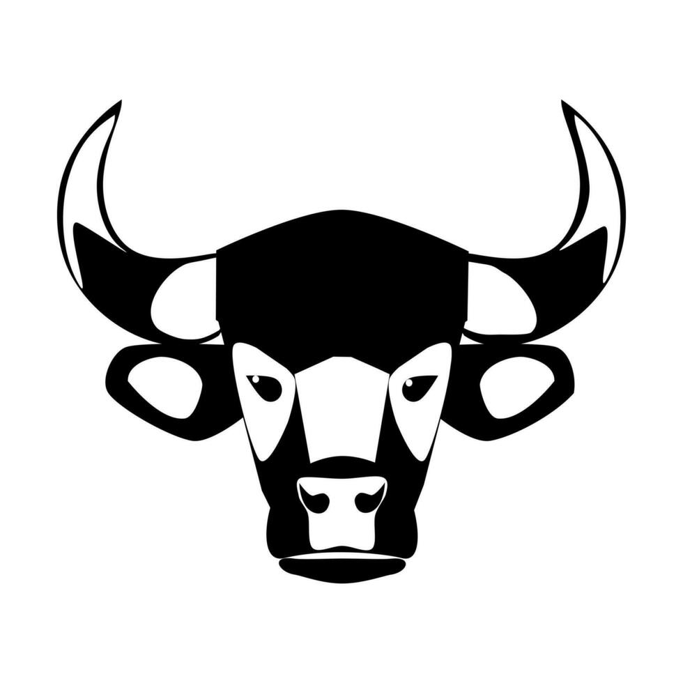 een zwart en wit stier hoofd Aan een wit achtergrond vector