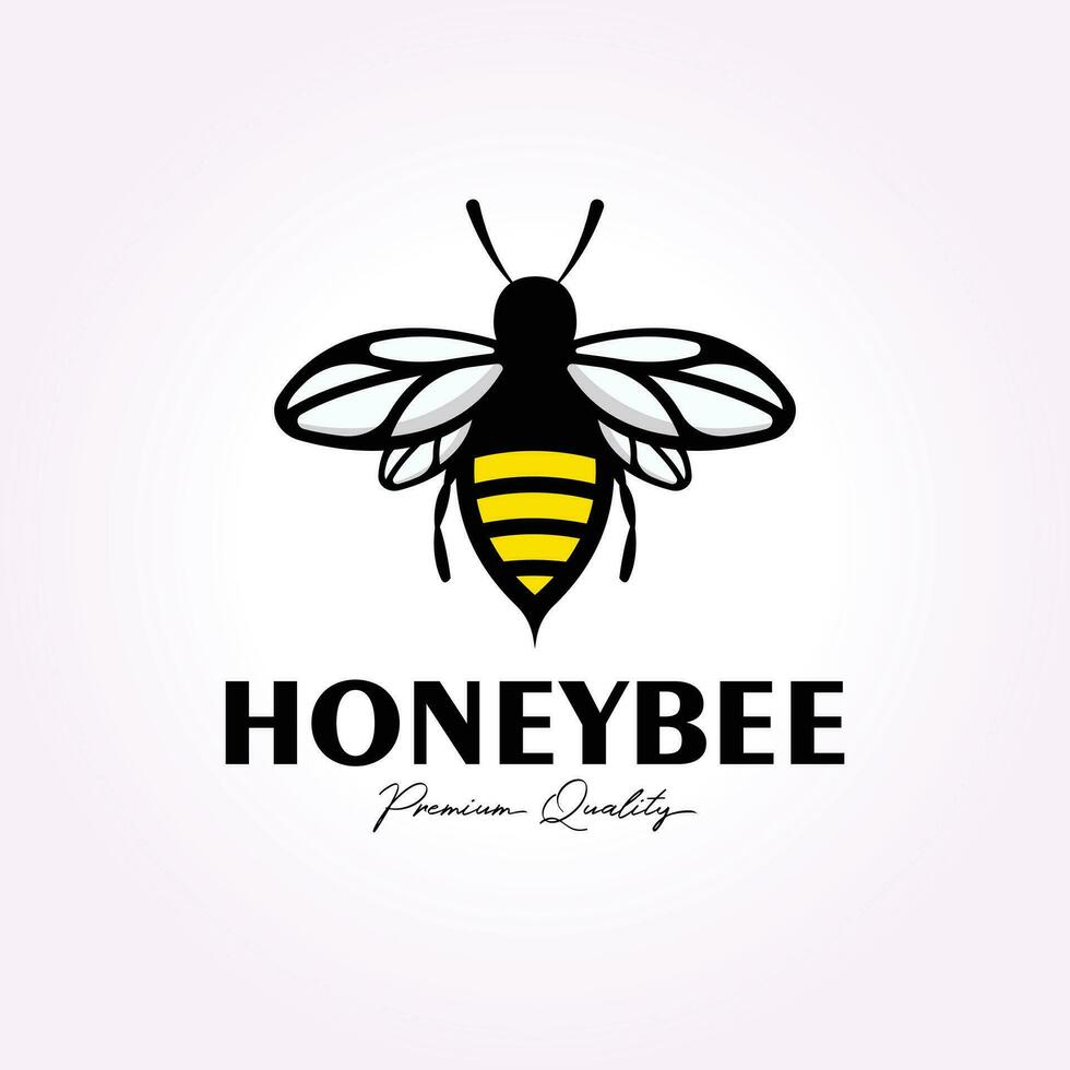 gemakkelijk honing bij logo wijnoogst icoon ontwerp, zoet insect illustratie vector