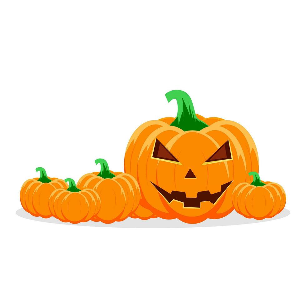 halloween pompoen Aan wit achtergrond. halloween vlak ontwerp vector