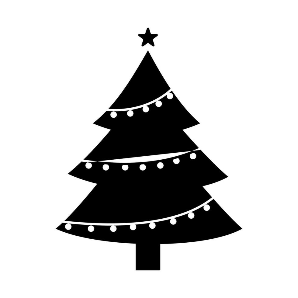 silhouet van Kerstmis boom. geïsoleerd Aan wit achtergrond. vector illustratie