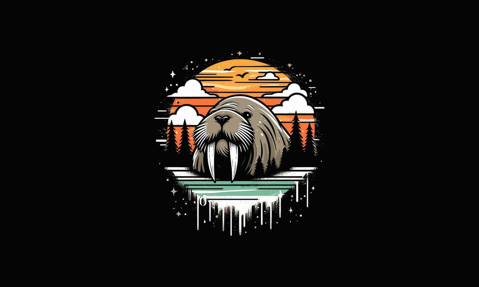 hoofd walrus Aan Woud vector artwork ontwerp