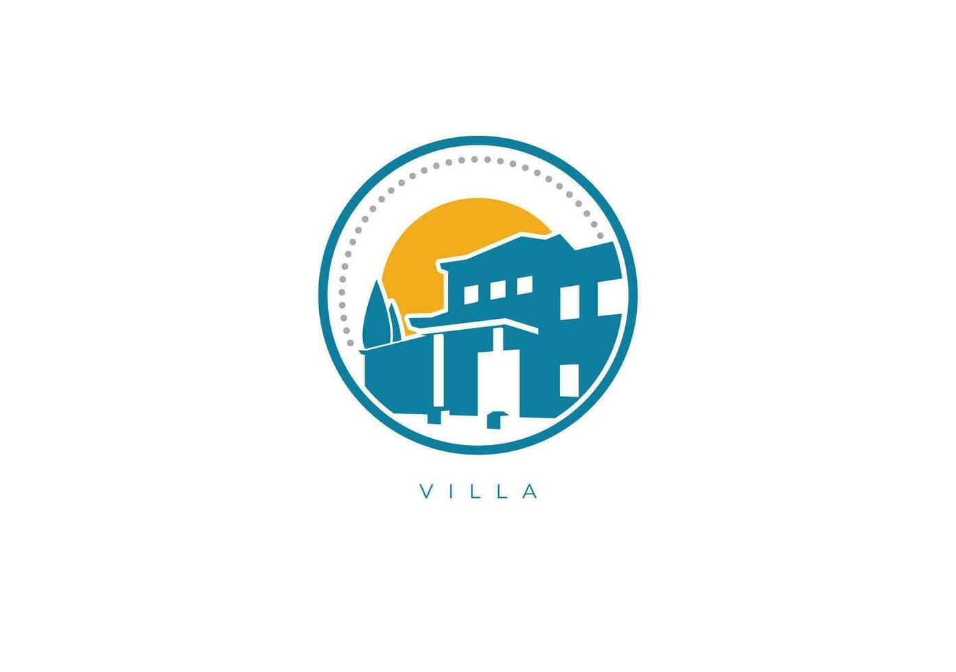 villa silhouet logo vector