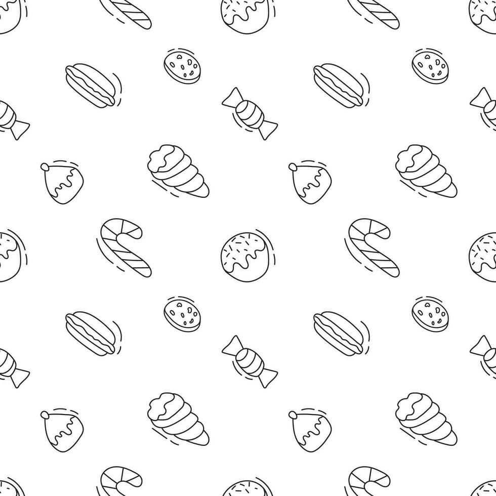 snoepgoed naadloos patroon.vector illustratie in tekening stijl. vector