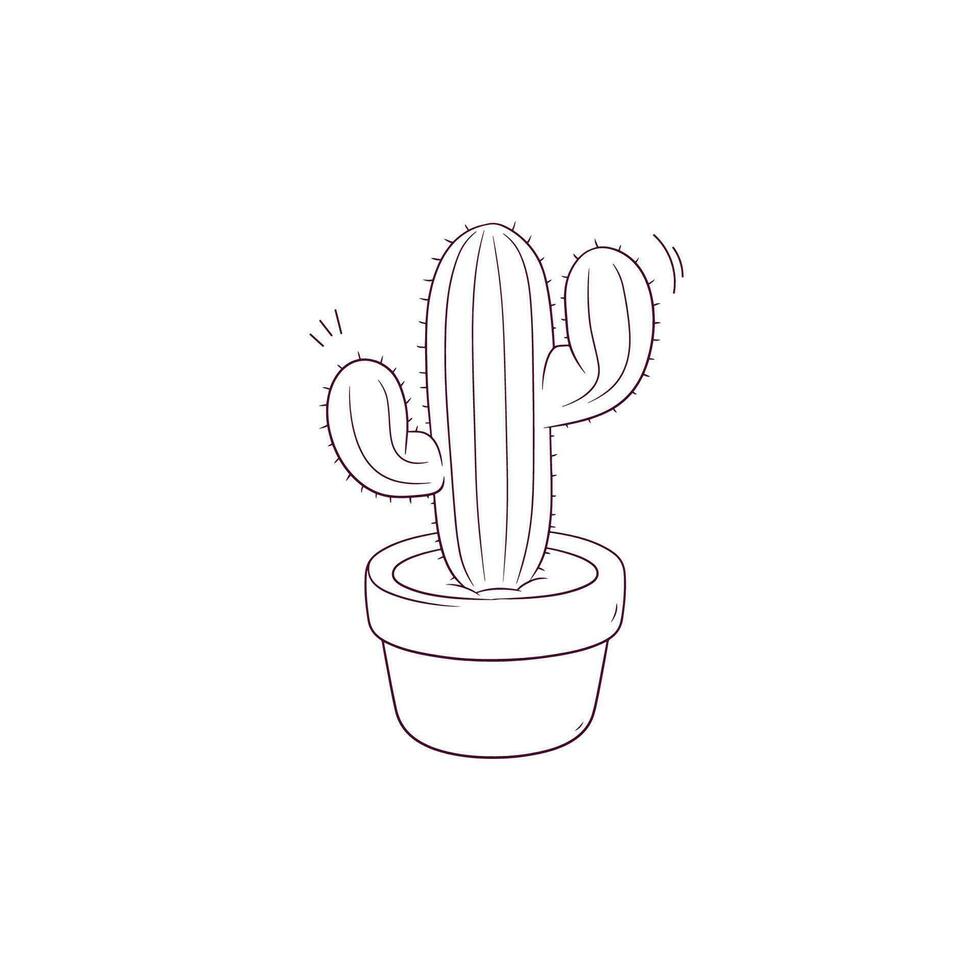 hand- getrokken illustratie van cactus in een pot icoon. tekening vector schetsen illustratie