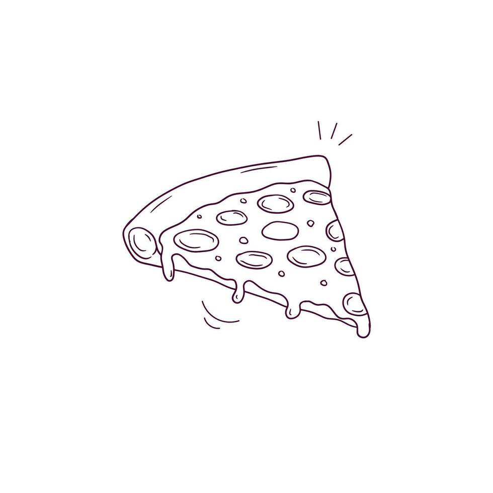 hand- getrokken illustratie van gesneden pizza icoon. tekening vector schetsen illustratie