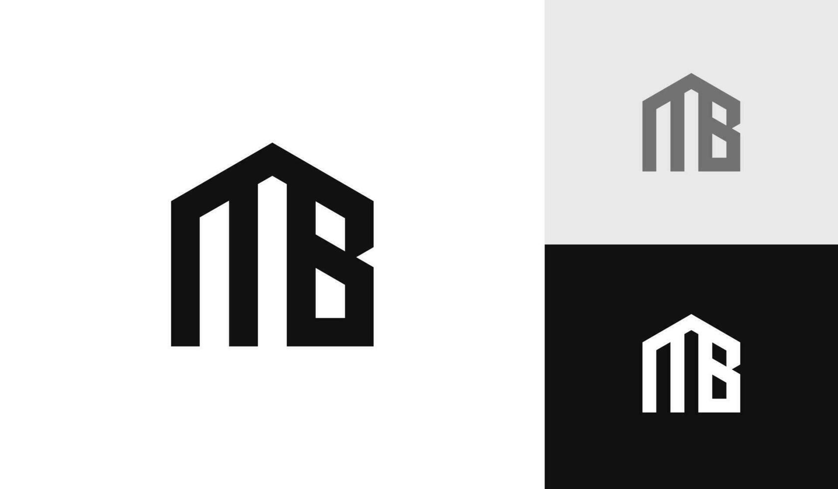 brief mb eerste met huis vorm logo ontwerp vector