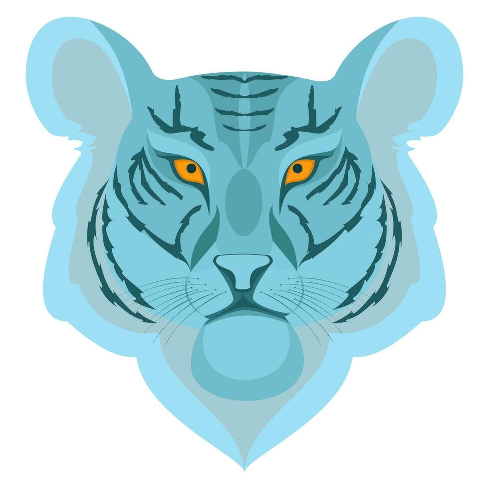 geïsoleerd beeld van blauw tijger hoofd Aan wit achtergrond vector