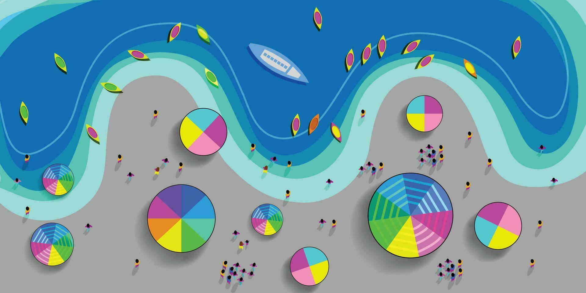 vakantie vrije tijd zee kust vector vol kleur voor achtergrond ontwerp.