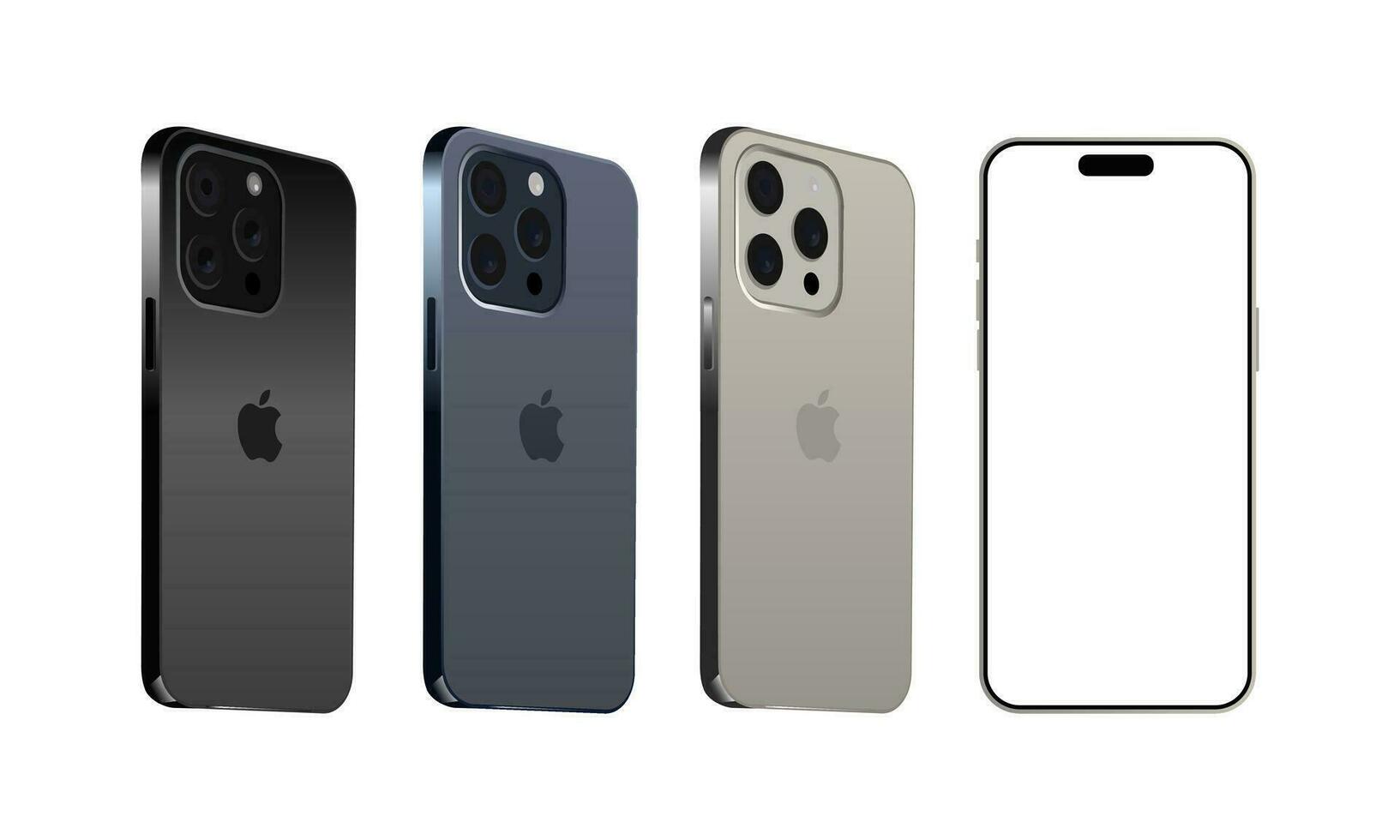 iphone 15 pro model- verschillend kleuren. voorkant visie en terug visie. vector model. vector illustratie