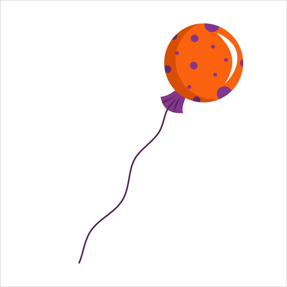 een luchtballon voor de halloween-vakantie is geïsoleerd op een witte achtergrond. een oranje bal met stippen. vectorillustratie in cartoon-stijl vector