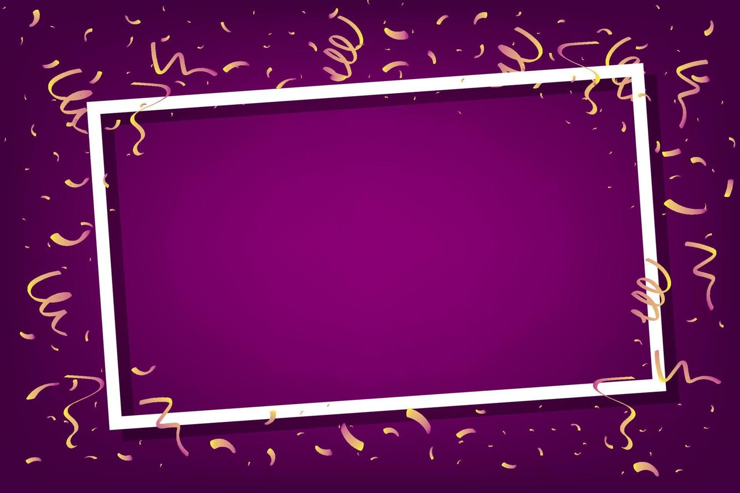 viering partij frame sjabloon met confetti en kleurrijke linten achtergrond. vector