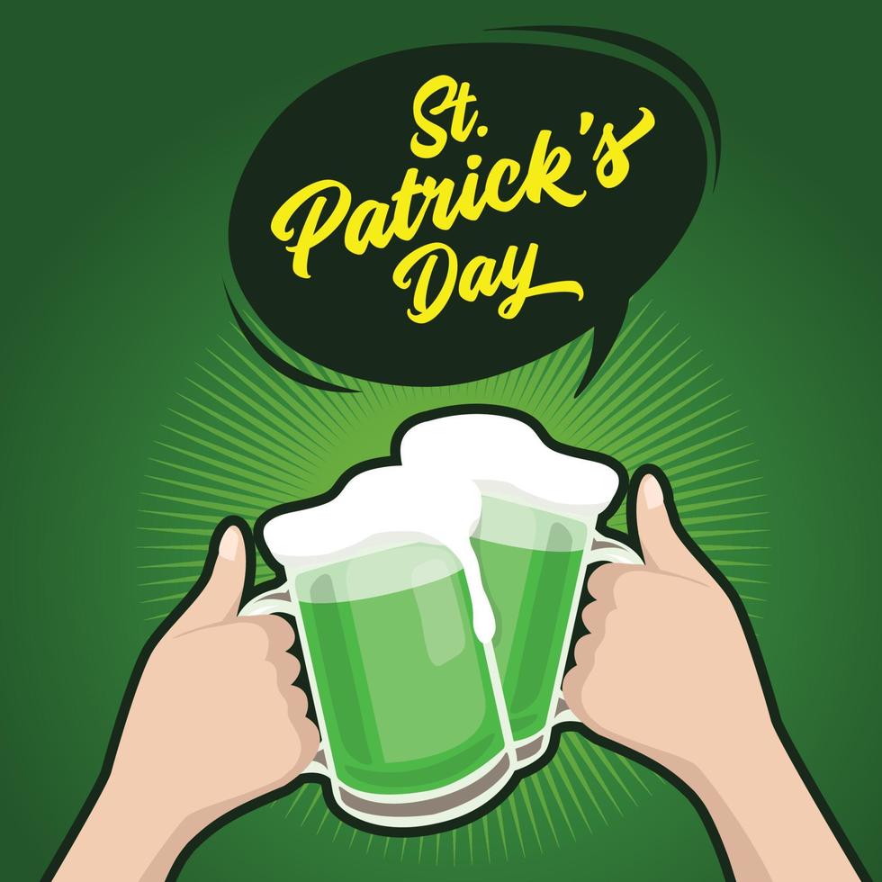 NS. patrick's day, gelukkige vrienden vieren in de bar met een vrolijke toast. vector