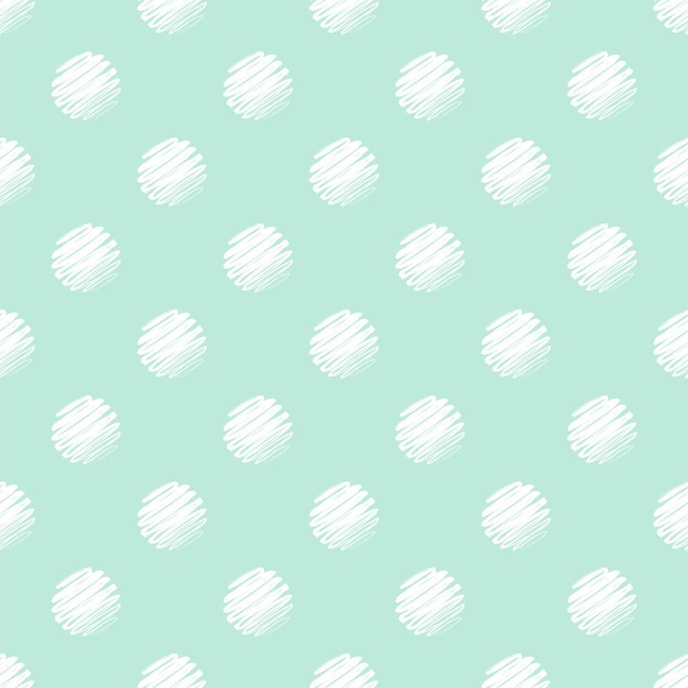 hand getekend groen en wit polka dot naadloos patroon. vector