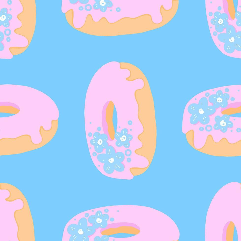 naadloos patroon met geglazuurd donuts vector