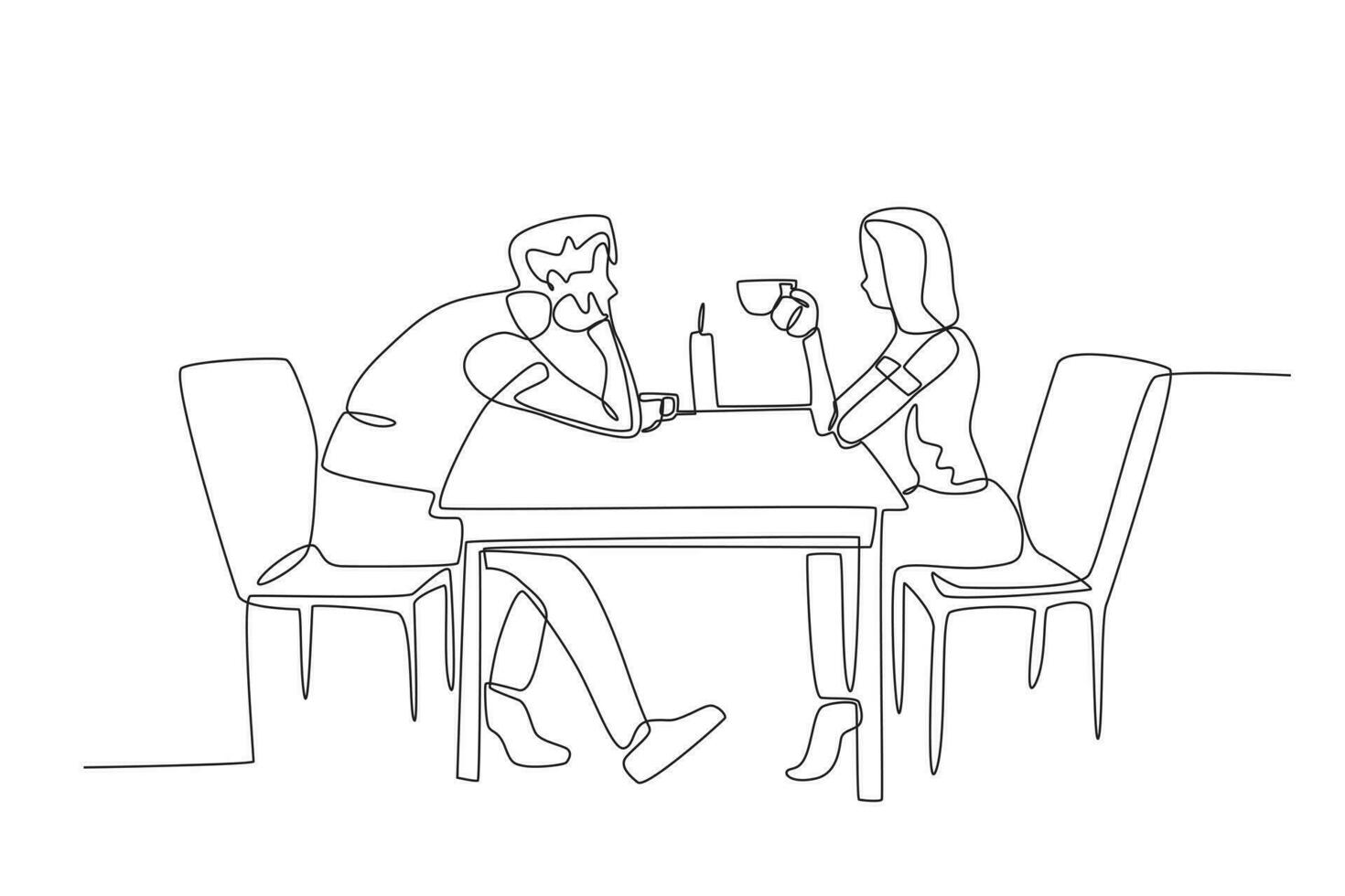 een Mens looks Bij zijn vriendin Bij avondeten vector