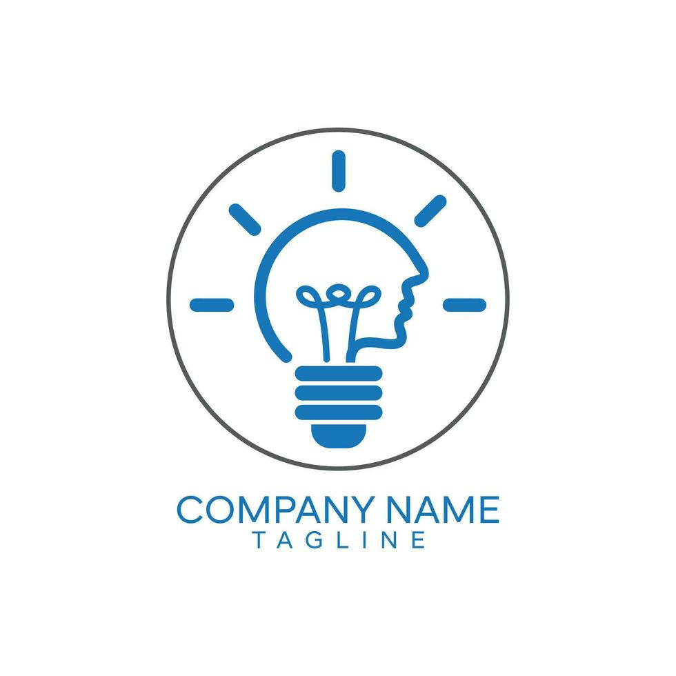 creatief mensen logo met licht lamp concept vector, menselijk hoofd lamp lamp logo vector idee