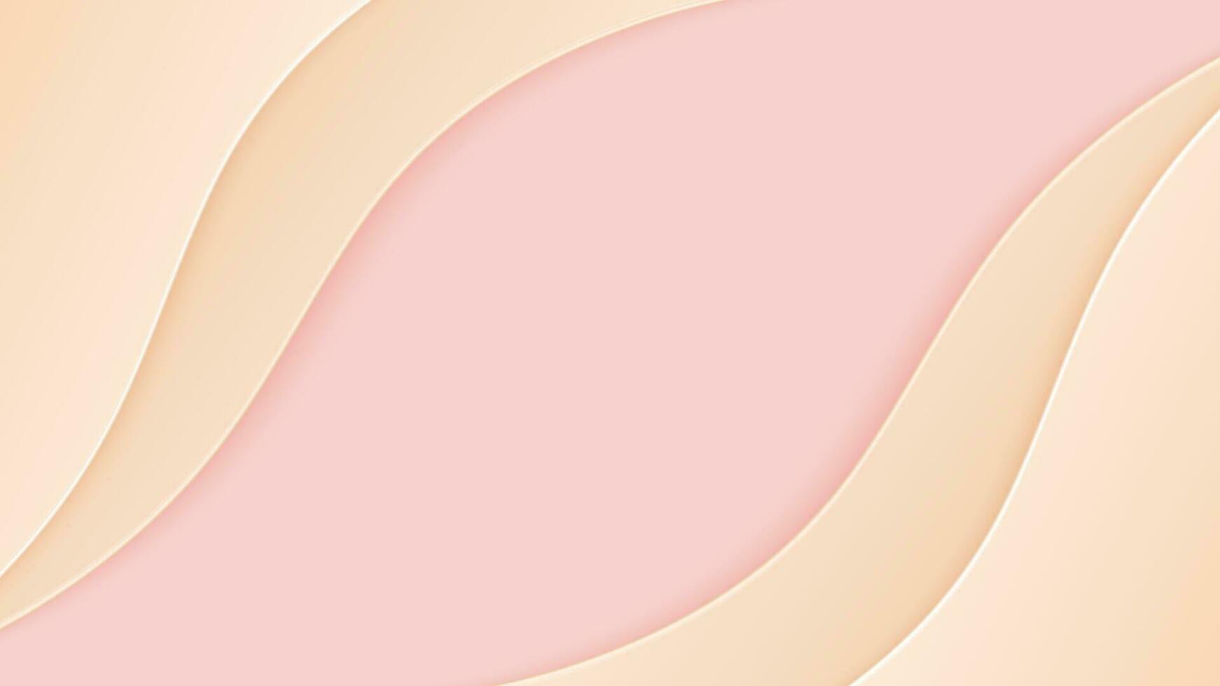abstract papier kunst roze en bruin pastel gekleurde Huidskleuren lijn kromme achtergrond ontwerp. vector illustratie