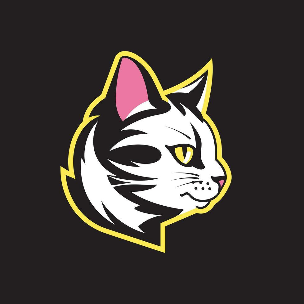 logo en t overhemd ontwerp van kat vactor illustratie en sticker ontwerp vector