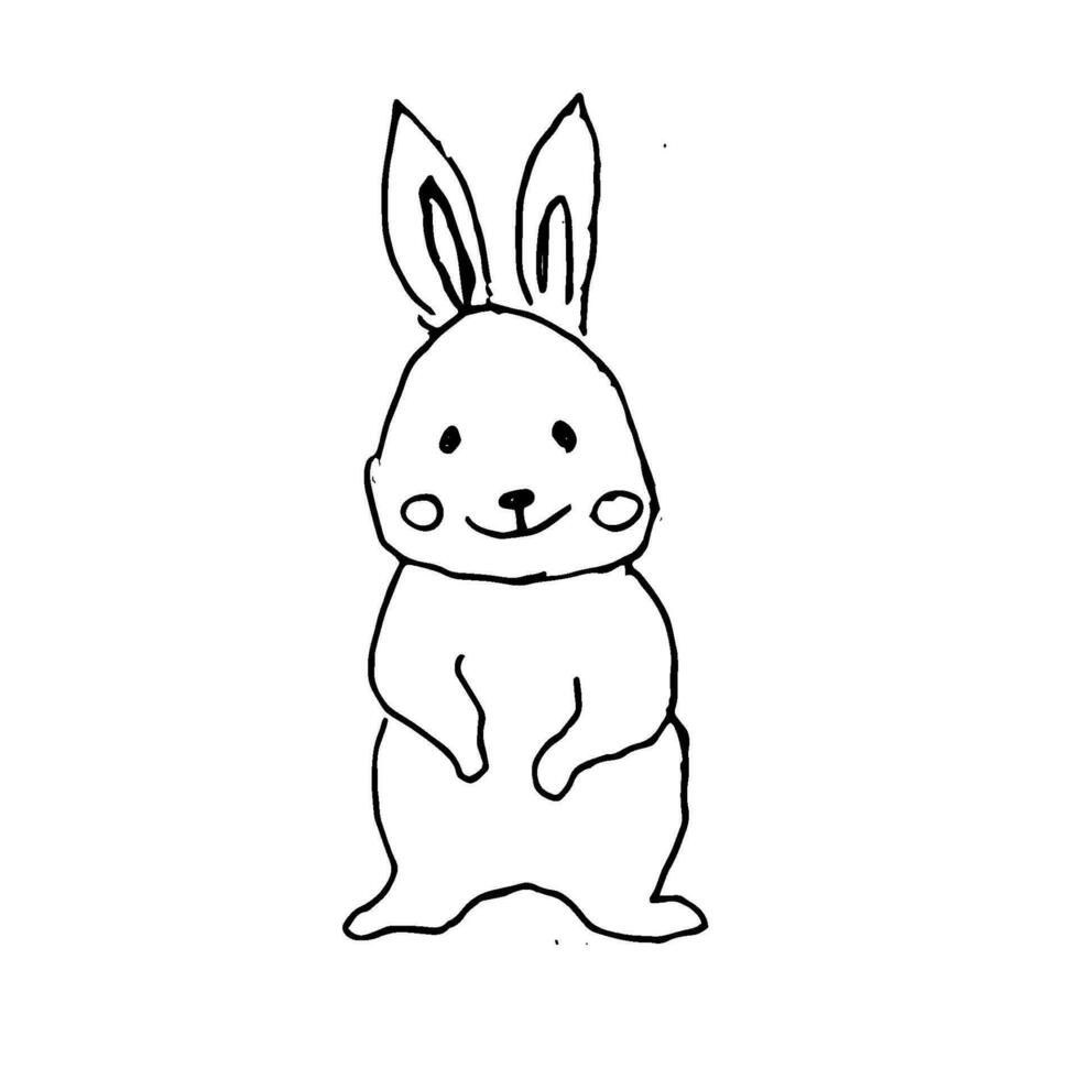 schattig tekening konijn schetsen schets. vector illustratie van zoogdier baby dier. kan gebruikt voor groet kaart, omhulsel papier, textiel, baby poster, baby afdrukken.