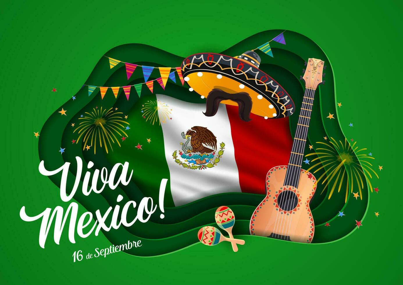 viva Mexico papier besnoeiing banier, onafhankelijkheid dag vector