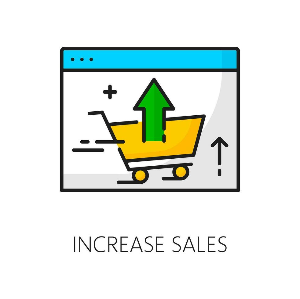 toenemen verkoop icoon, sem zoeken motor afzet vector