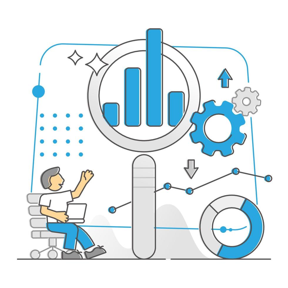 gegevensonderzoek, statistisch informatierapportschema monocolor overzichtsconcept vector