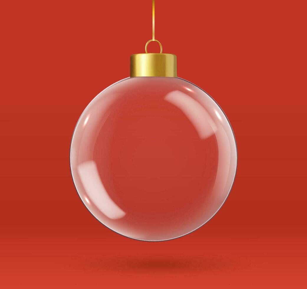 3d Kerstmis glanzend glas bal icoon, mock-up reeks detailopname. ontwerp sjabloon van Kerstmis en nieuw jaar boom speelgoed- decoratie bal voor model. 3d weergave. vector illustratie