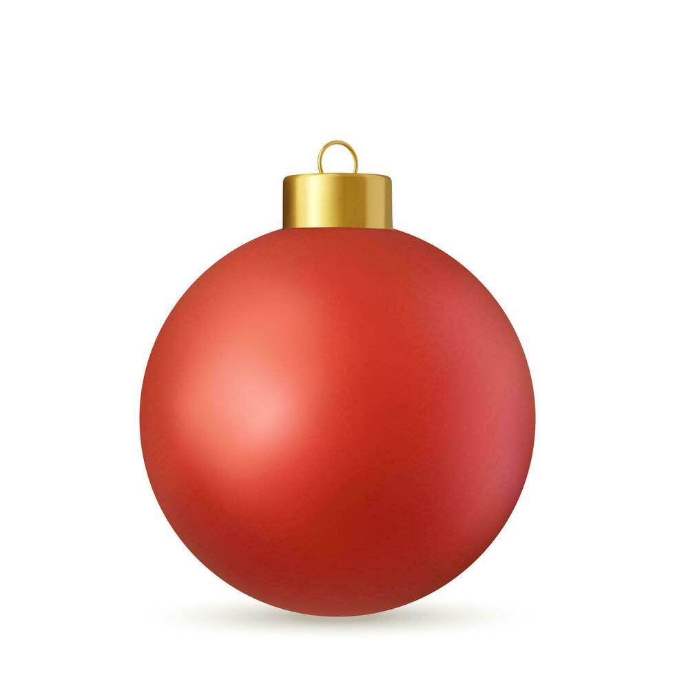 3d rood Kerstmis bal geïsoleerd Aan wit achtergrond. . nieuw jaar speelgoed- decoratie. vakantie decoratie element. 3d weergave. vector illustratie