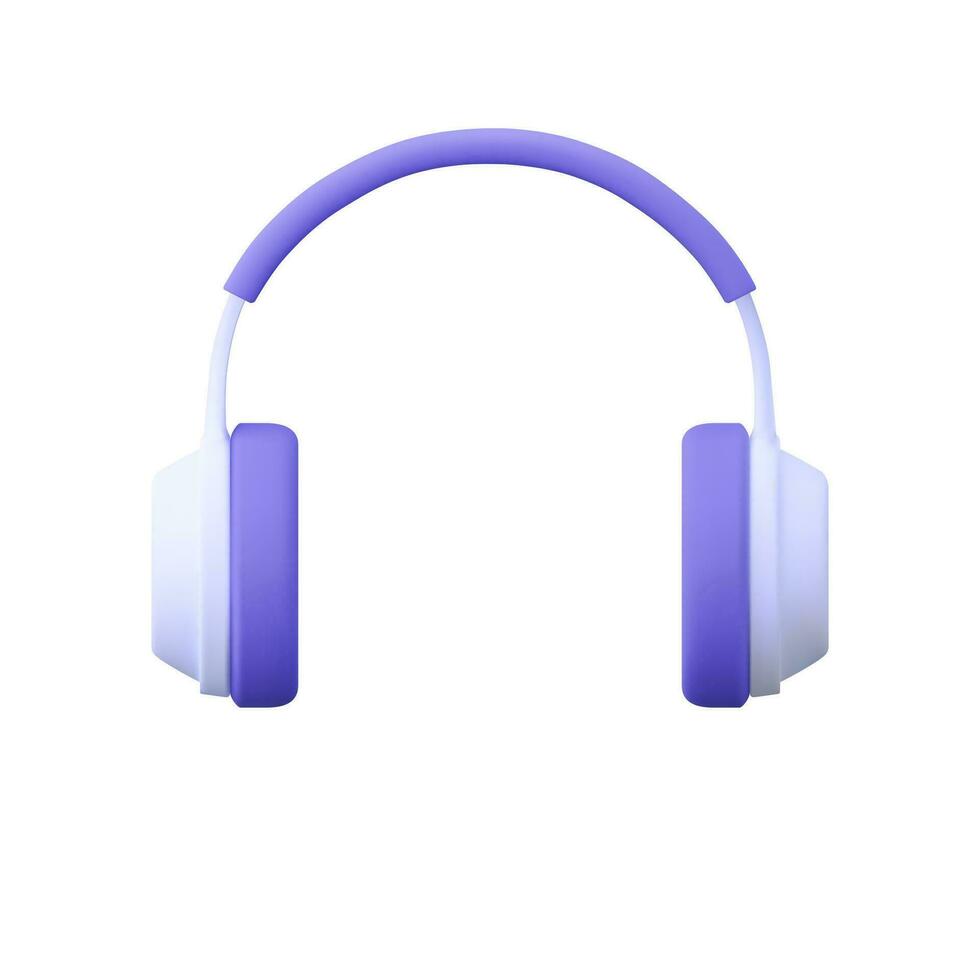 3d hoofdtelefoons met dynamiek voor luid muziek- luisteren genieten van audio geluid sjabloon icoon geïsoleerd Aan wit achtergrond. 3d weergave. vector illustratie