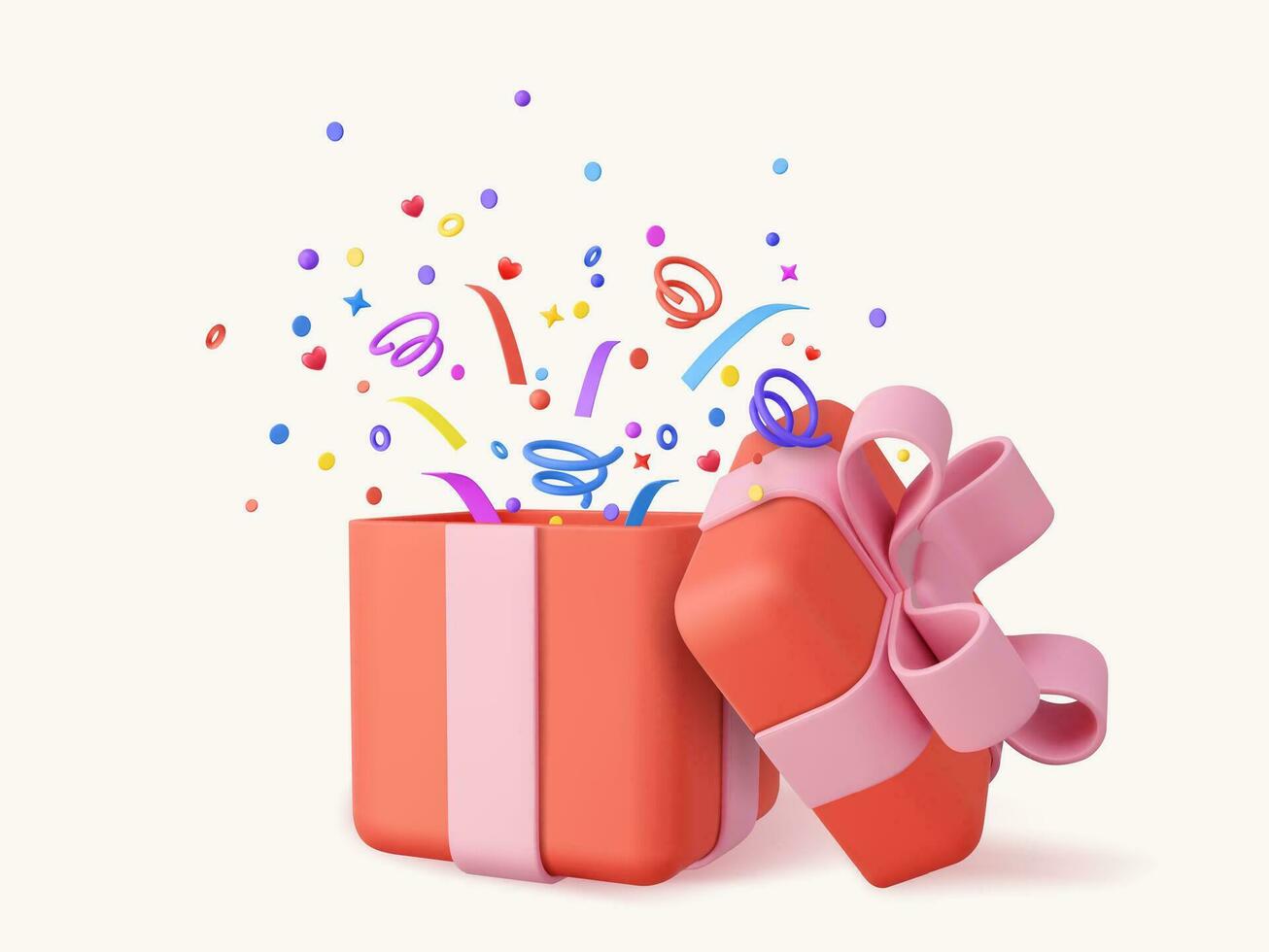 3d schattig verrassing geschenk doos met vallend confetti. Cadeau doos net zo prijs concept. Kerstmis en nieuw jaar s verrassing. Cadeau doos voor verjaardag. 3d weergave. vector illustratie