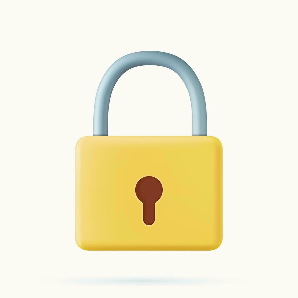 3d rood hangslot icoon. metalen slot met staal sluiting. veiligheid en vertrouwelijkheid informatie en eigendom. op slot wachtwoord en persoonlijk web account veiligheid. vector