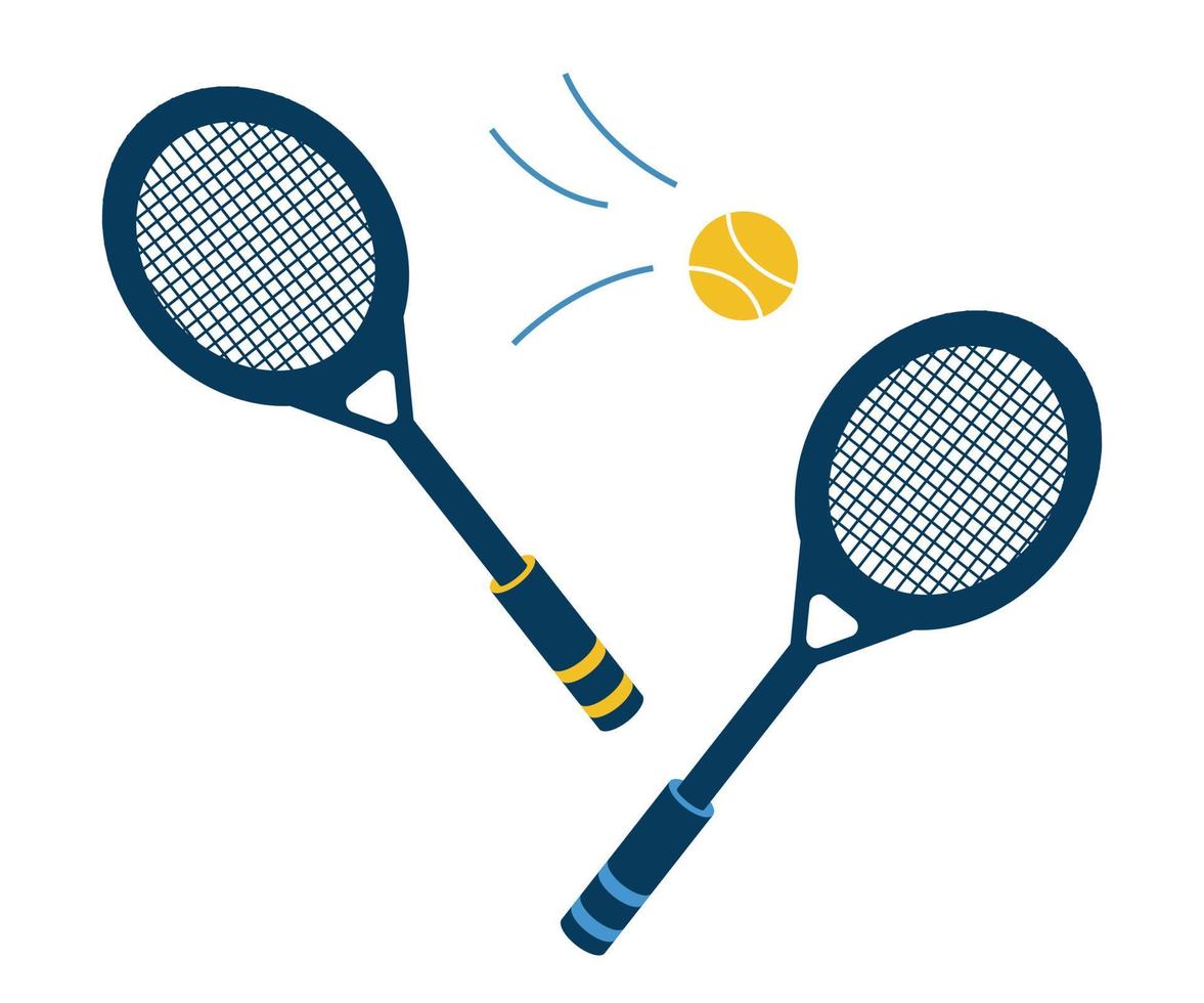 tennisrackets en een tennisbal op een witte achtergrond vector