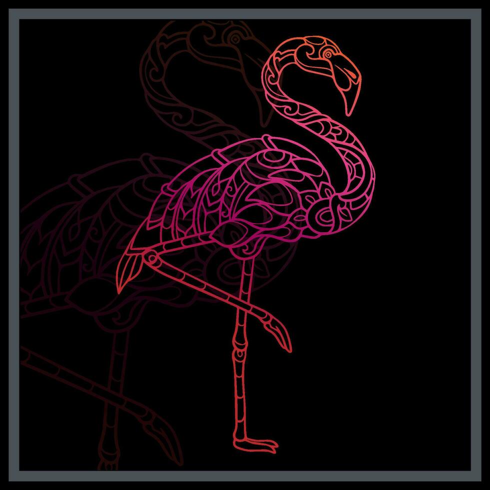 helling kleurrijk flamingo vogel mandala kunsten. vector
