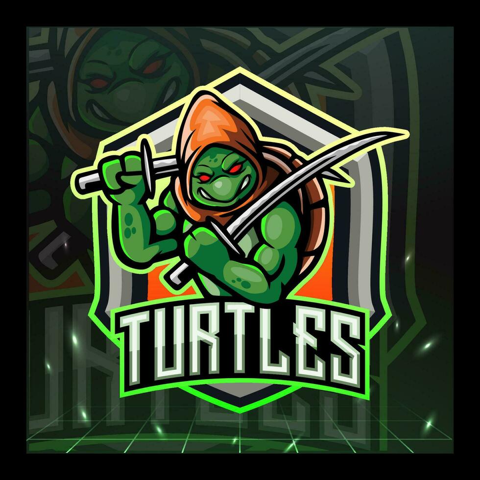 schildpad mascotte esport logo ontwerp. vector