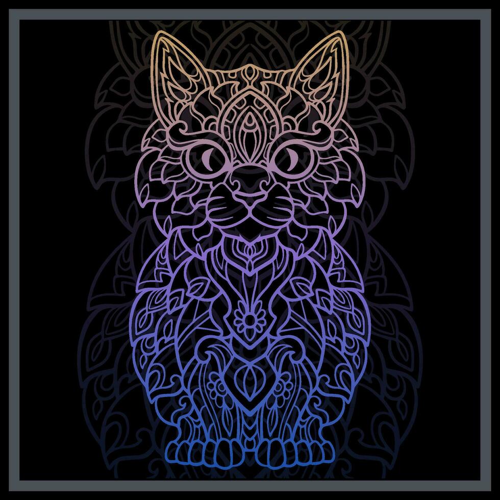 helling kleurrijk kat hoofd mandala kunsten. vector