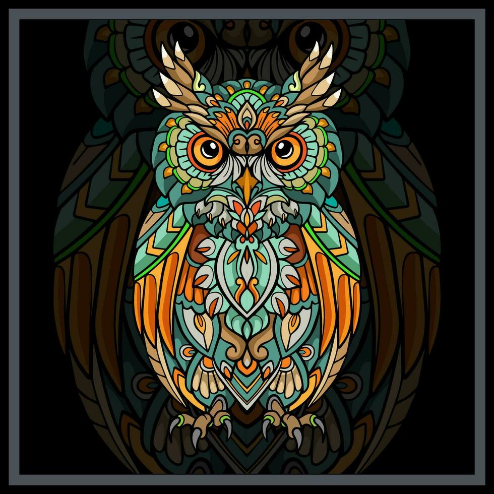 kleurrijk uil vogel mandala kunsten. vector