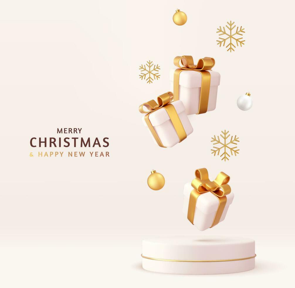 3d Kerstmis stijl Product podium tafereel vector