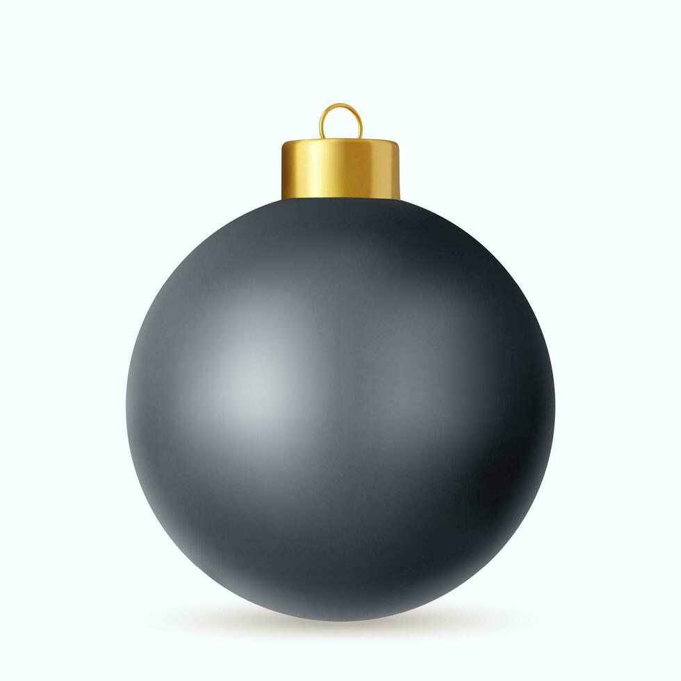 3d zwart Kerstmis bal geïsoleerd Aan wit achtergrond. . nieuw jaar speelgoed- decoratie. vakantie decoratie element. 3d weergave. vector illustratie
