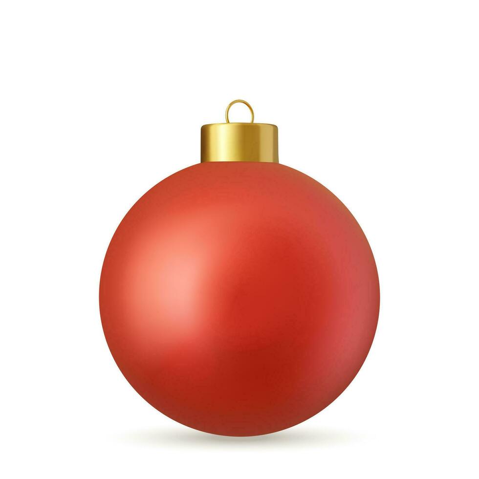 3d rood Kerstmis bal geïsoleerd Aan wit achtergrond. . nieuw jaar speelgoed- decoratie. vakantie decoratie element. 3d weergave. vector illustratie
